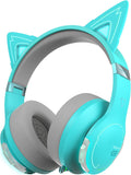 Edifier G5BT CAT Wireless Bluetooth Gaming Headset with Mic, Wired Cat Ear Headphones, Over Ear Headphones with Detachable Cat Ear, RGB Light, for PC, PS5, PS4, Nintendo Switch (Turquoise)