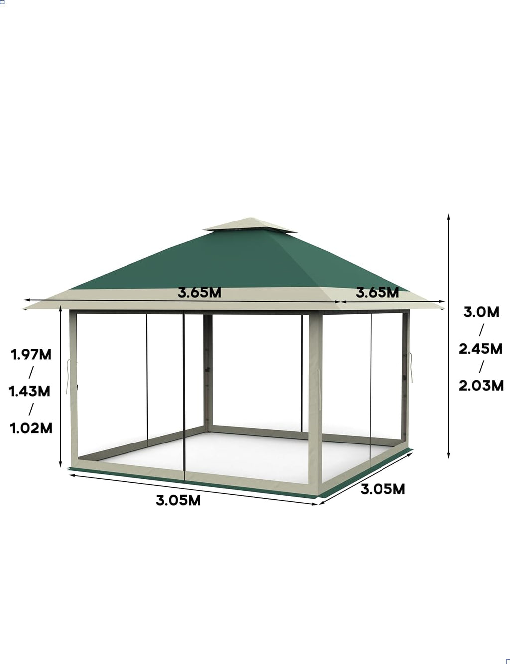 KYBOLT 12x12 Pop Up Gazebo Outdoor Canopy Shelter with Mosquito Netting 4 Stanbags Instant Gazebo Tent for Lawn, Garden, Backyard, Deck (Olive Green + Taupe)