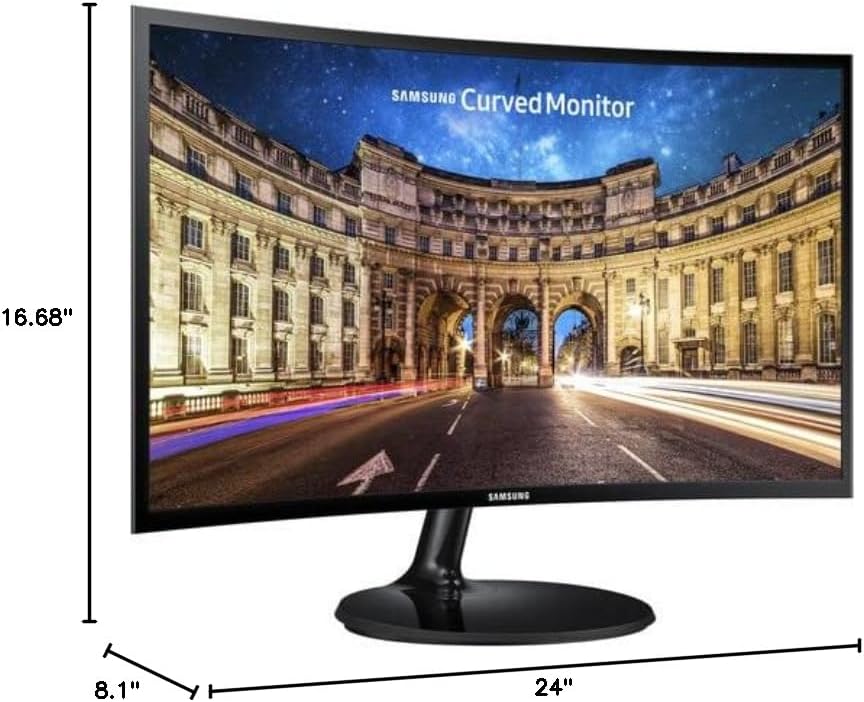 SAMSUNG 24 Inch Curved Computer Monitor, LC24F390FHNXZA LED Screen 60Hz Full HD 1080P Gaming Slim Design for Home and Office use, Black Mouse Pad Included