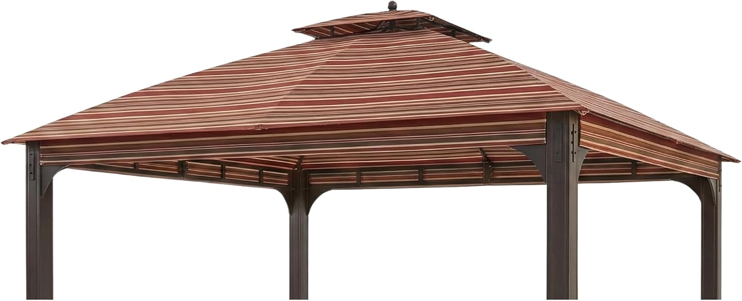 Garden Winds Durable 350 Replacement Canopy Top Compatible with Shadow Creek 10' x 12' Gazebo Model L-GZ1140PST - Stripe Canyon