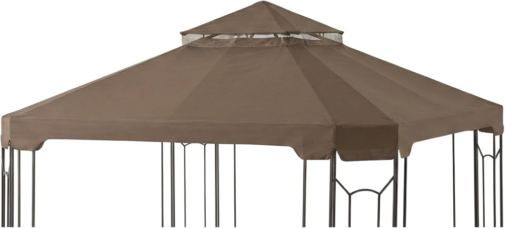 Garden Winds Reinforced RipLock 350 Replacement Canopy Top Cover Compatible with Cottleville 10' x 10' Gazebo Model GFS00744A - Nutmeg