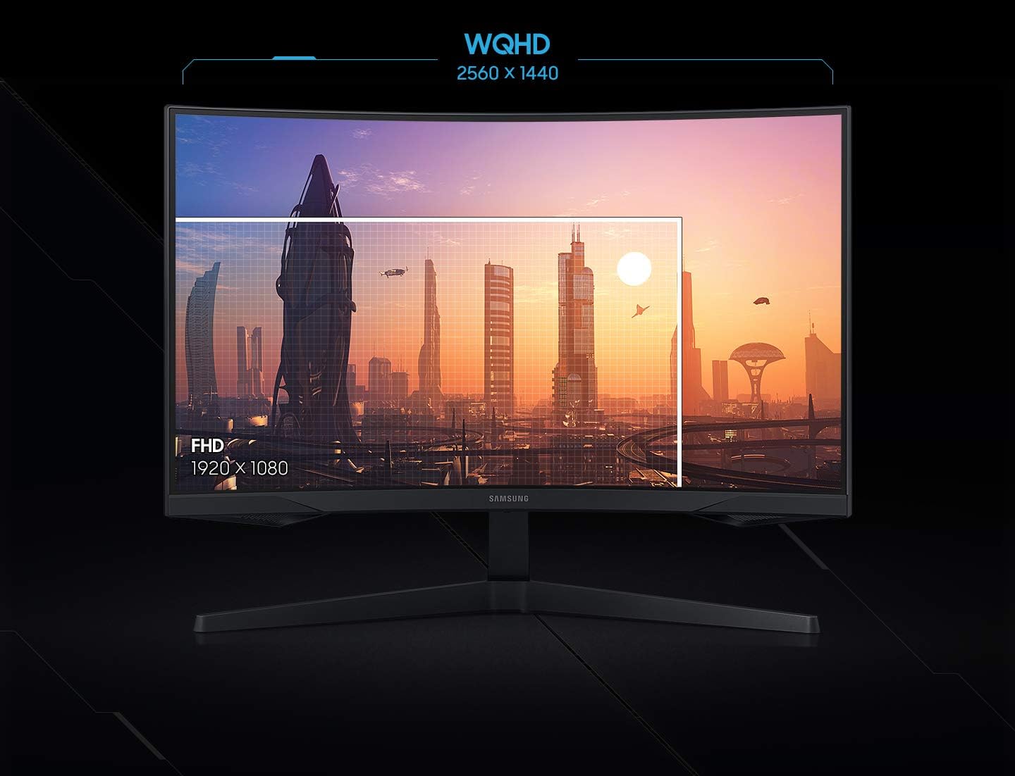 Samsung Odyssey G5 Series 27-Inch WQHD (2560x1440) Gaming Monitor, 144Hz, Curved, 1ms, HDMI, Display Port, FreeSync Premium (LC27G55TQWNXZA)