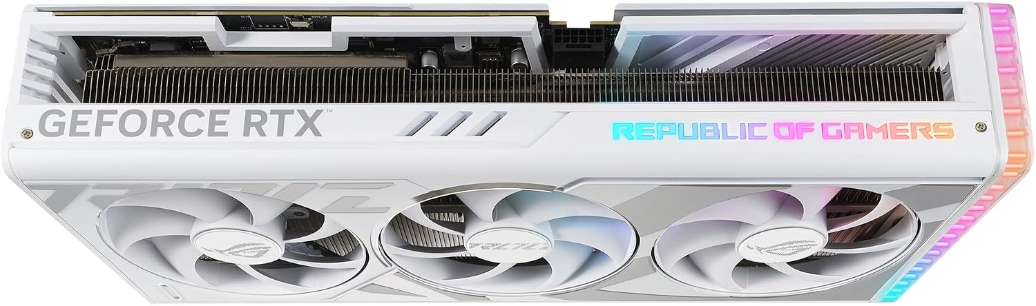 ASUS ROG Strix GeForce RTX™ 4080 Super White OC Edition Gaming Graphics Card (PCIe 4.0, 16GB GDDR6X, DLSS 3, HDMI 2.1a, DisplayPort 1.4a, Vapor Chamber, Power Sensing, Aura Sync)