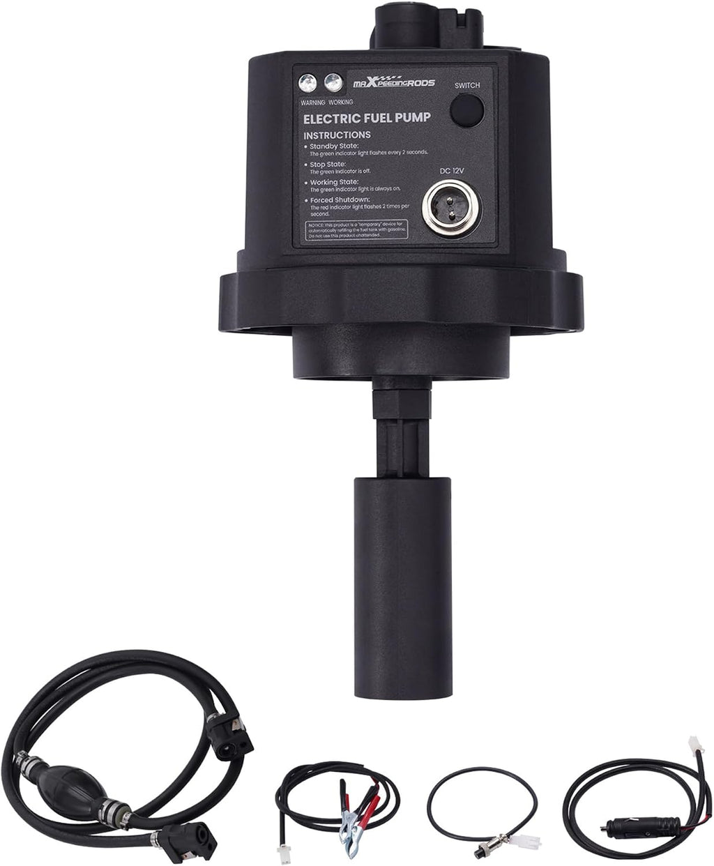 maXpeedingrods 12V DC Gasoline Electric Fuel Pump, Automatically Pump Fuel, Extended Running Time for Generator Without Stopping, Precise Control and No Fuel Leak