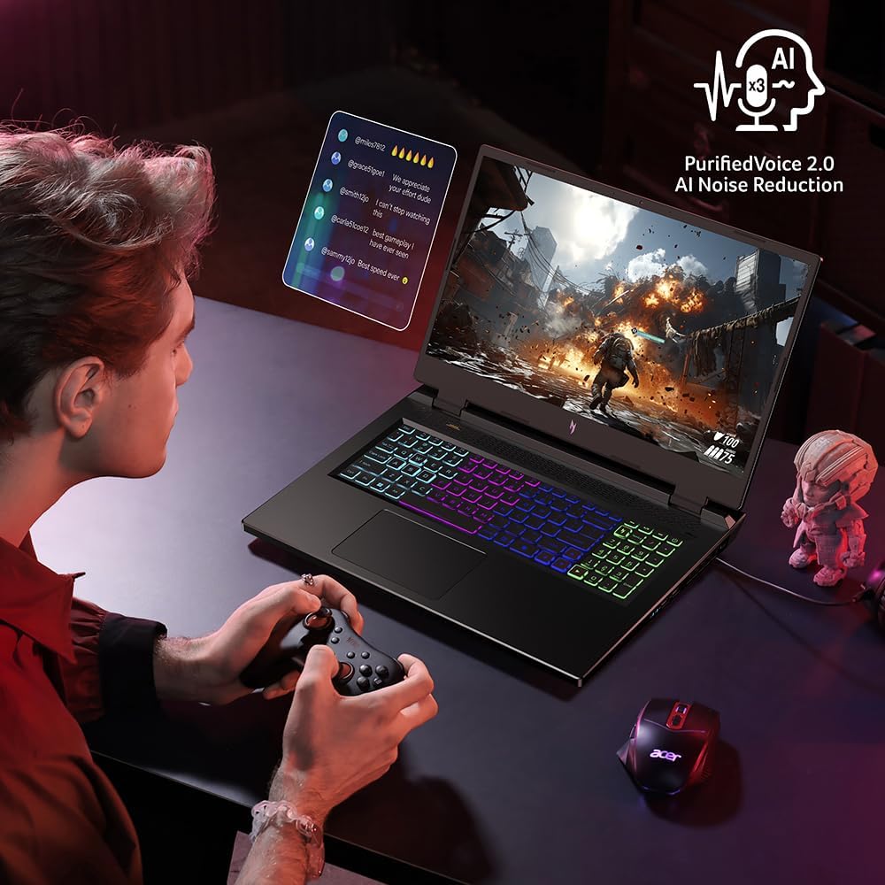 acer Nitro 17 Gaming Laptop | AMD Ryzen 5 8645HS Hexa-Core AI Capable Processor | NVIDIA GeForce RTX 4050 Laptop GPU | 17.3' FHD IPS 165Hz Display | 16GB DDR5 | 512GB SSD | Wi-Fi 6E | AN17-42-R61S