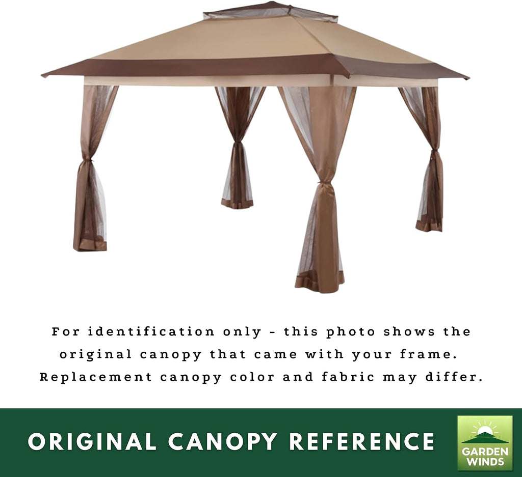 Garden Winds Reinforced Replacement Canopy Top Cover Compatible with The Crown Shades 13' X 13' Pop Up Gazebo - Classic Sand, Riplock 350