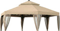 Garden Winds Reinforced Replacement Canopy Top Cover Compatible with The GFS00679B Hampton Bay Solar 10' Hexagon Gazebo - Classic Sand, Riplock 350