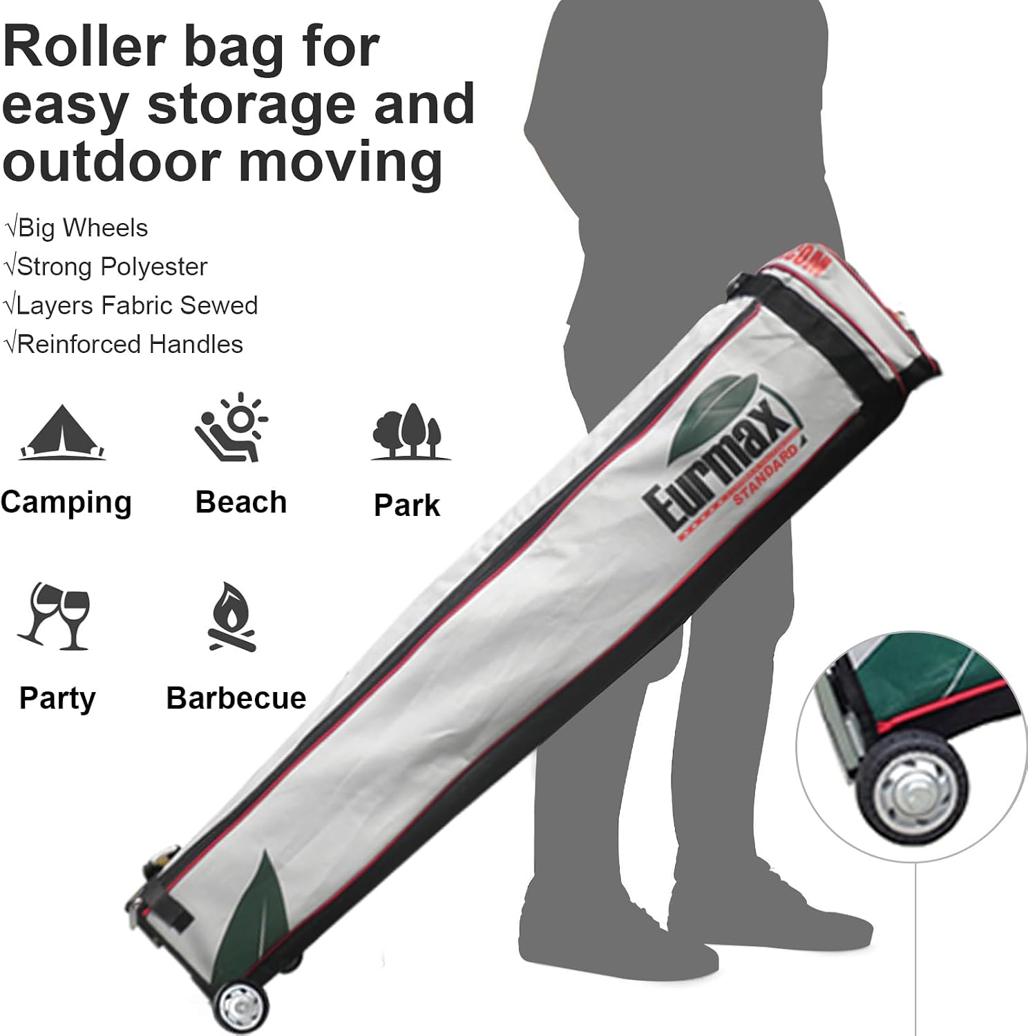 Eurmax USA 10x10ft Pop Up Canopy,Commercial Instant Tent for Outdoor Events,Patented No-Tip Rolling Storage Bag with 4 Sandbags,UV & Water Resistant,Heavy Duty Portable Shelter Gazebo,Orange