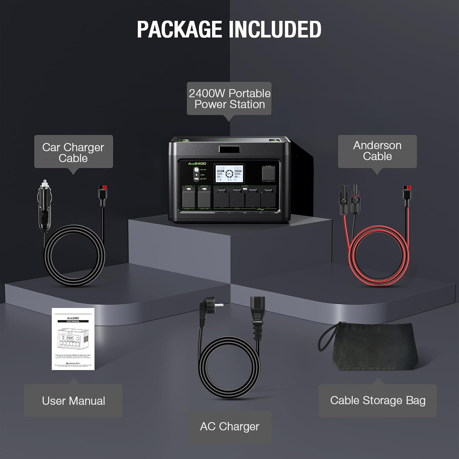 2400W Solar Generator Portable Power Station, LiFePO4 1843.2Wh Home Battery Backup, Total 12 Outlets(2400W AC Outlets,4800W Peak), Type-C PD100W, 2Hours Quick Charge, RV Trip,Camping,Home Emergency