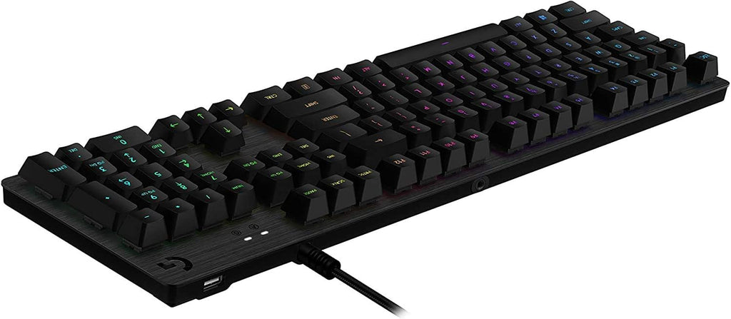 Logitech G512 Lightsync RGB Mechanical Gaming Keyboard, Carbon English Layout GX Blue Switch, Brushed Aluminum Case, USB Pass Through, 920-008936 (Renewed)
