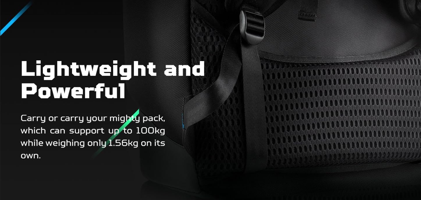 Acer PBG591 Predator Utility Gaming Backpack, Water Resistant and Tear Proof Travel Backpack Fits and Protects Up to 17.3' Predator Gaming Laptop, Black with Teal Accents