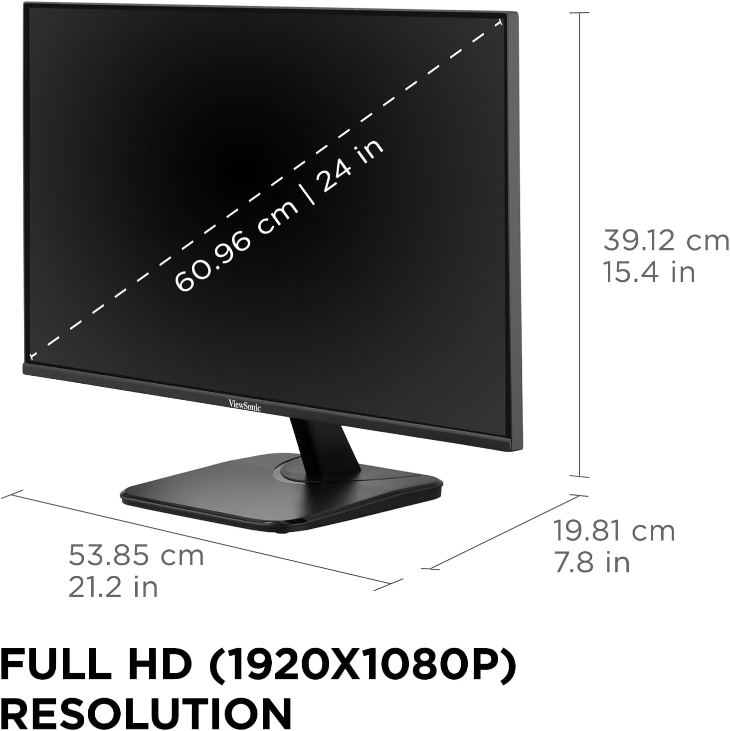 ViewSonic VA2456A-MHD 24 Inch 1080p Monitor, IPS Display with 120Hz for Enhanced Home and Office Productivity, Eye Care Technology, HDMI, DisplayPort, and VGA Inputs