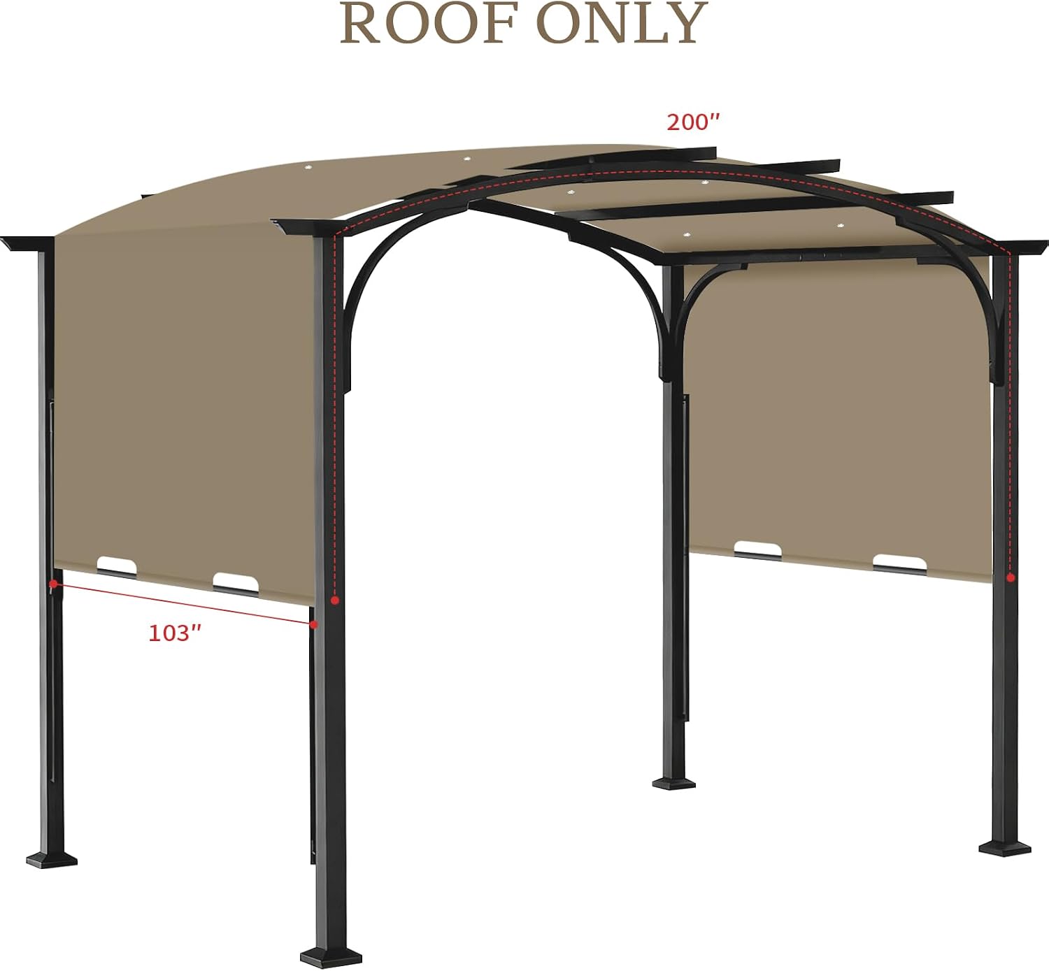 Pergola Canopy Replacement Cover for Lowe's Allen + Roth 10x10 Ft Freestanding Pergola, 200' x 103' Shade Cover, Compatible with Model #L-PG152PST-B,Cover Only (Khaki)