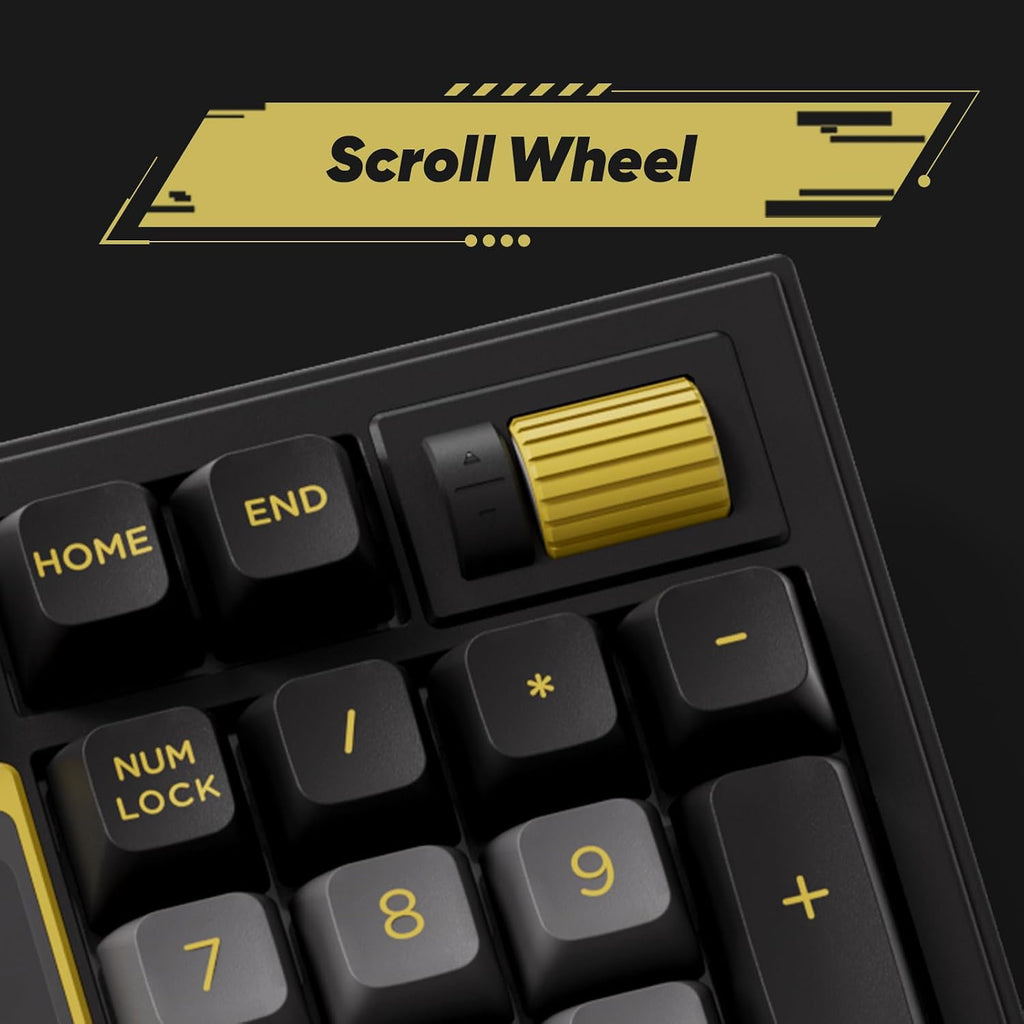 Akko 5098B Wireless Gaming Keyboard with Screen, Black & Gold Hot-Swappable Mechanical Keyboard with Scroll Wheel Numberpad, RGB Gasket, Piano Pre Lubed Switch