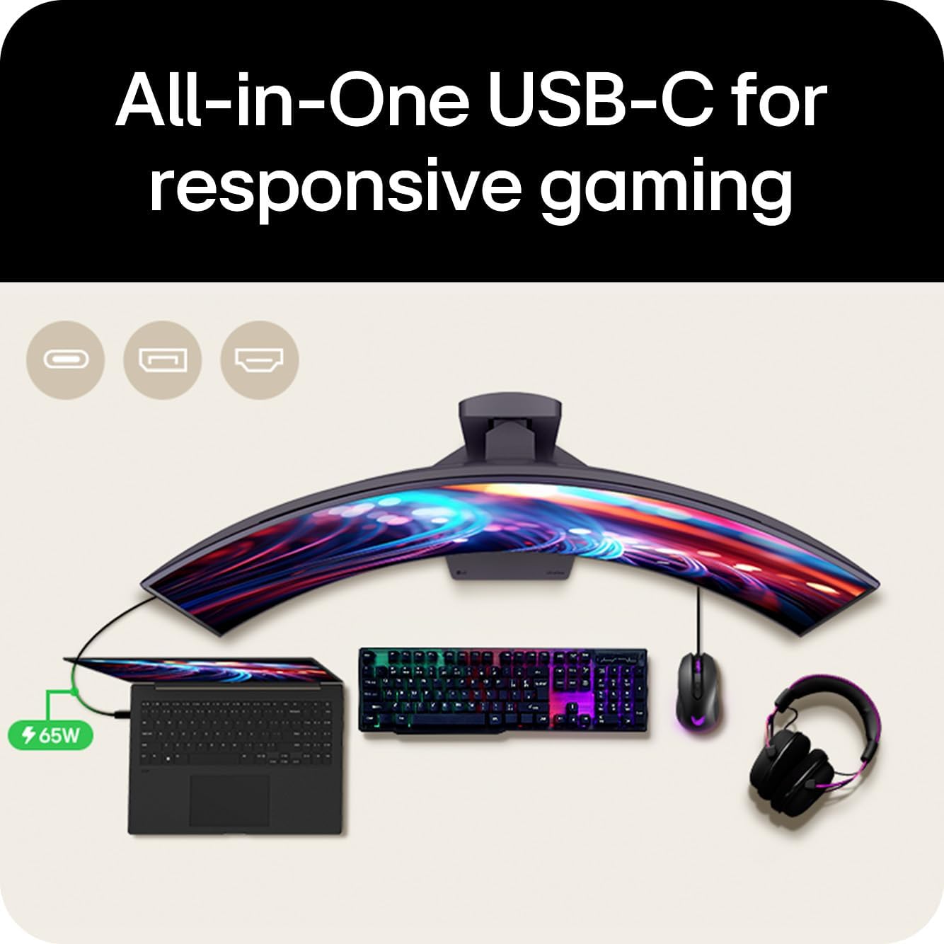 LG Ultragear 39GX900A-B 39' OLED Curved WQHD Gaming Monitor - 240Hz, 0.03ms, G-SYNC & FreeSync Premium Pro, HDMI 2.1, DisplayPort 1.4, USB-C, VESA, Anti-Glare, HDR True Black, 800R Curve