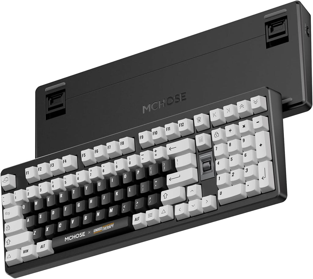 MCHOSE UT98 Wireless Mechanical Keyboard Compact Silent Gaming Keyboard with Knob Tri-Mode Connection Hot Swappable Custom Creamy Keyboard Gasket Structure Pre-lubed Linear Switches RGB Classic Silent