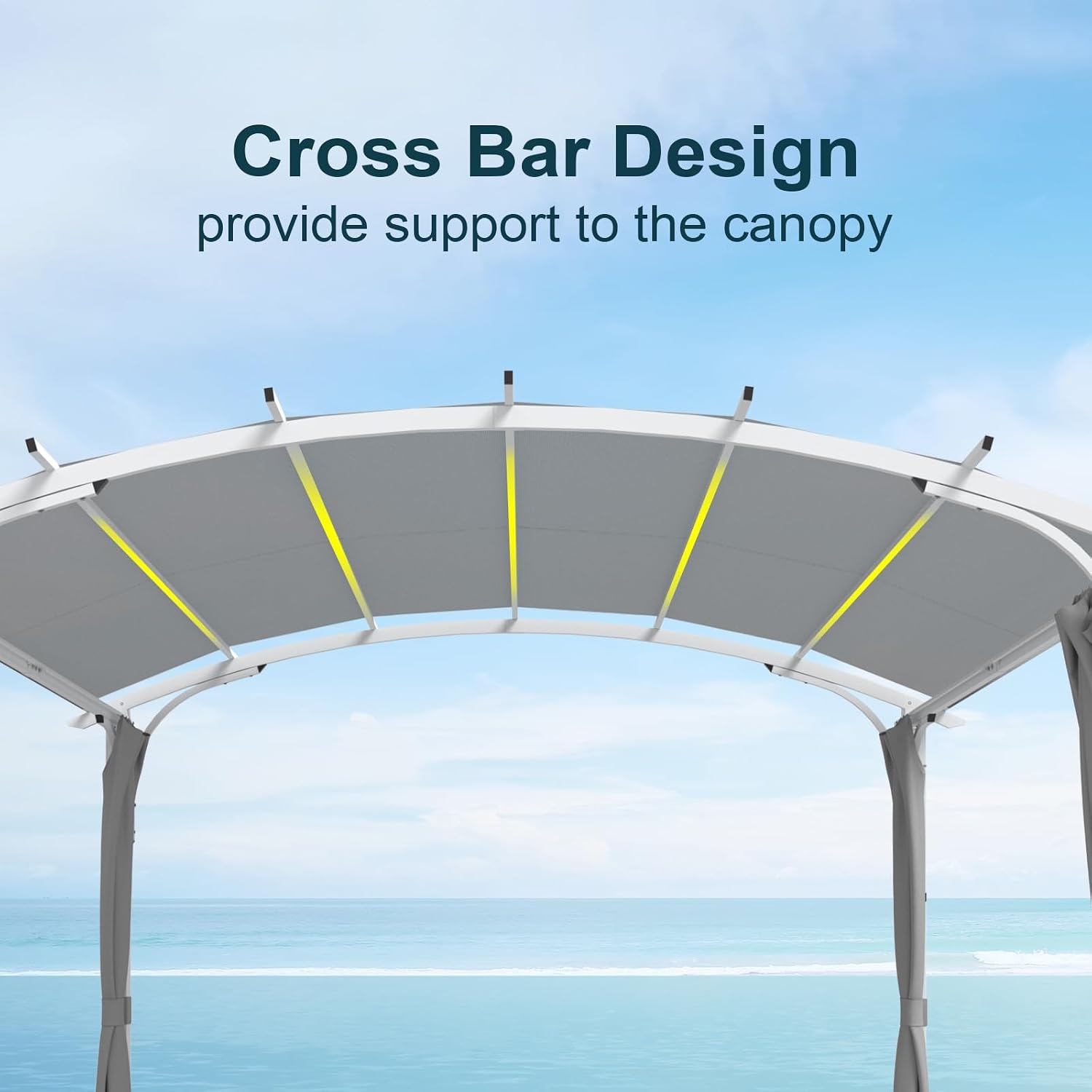 COOS BAY 11x11 Outdoor Pergola with Removable Sidewalls, Steel Frame Pergola with Arched Roof for Patio, Backyard & Garden, Weather Resistant Textilene Shade, Gray