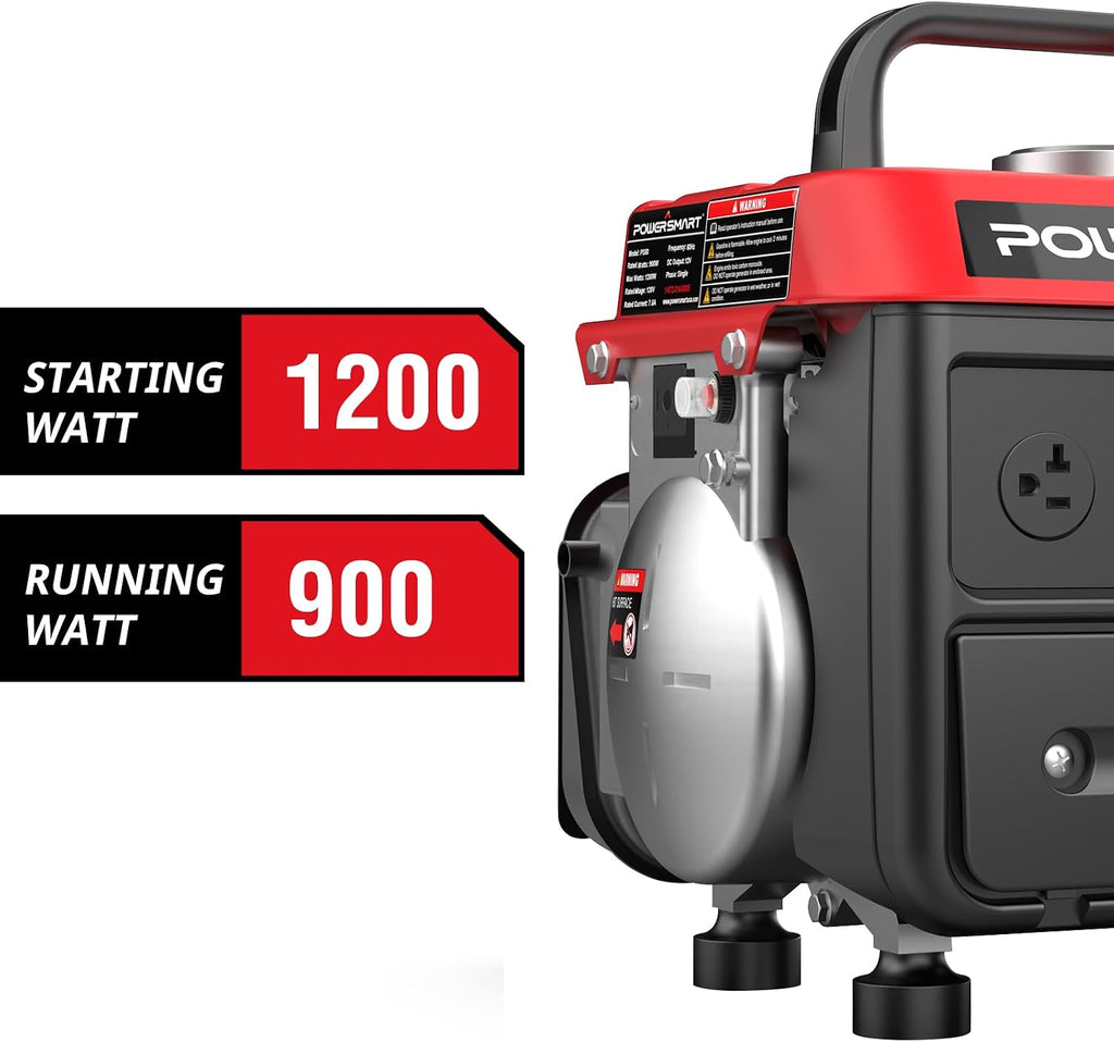 PowerSmart 1200W Portable Gas Powered Generator, 71cc 2-Stroke Single Cylinder Engine, 900W Rated, Ultralight 39 lbs for Camping, Tailgating, Fishing & Emergency Home Use, EPA Compliant