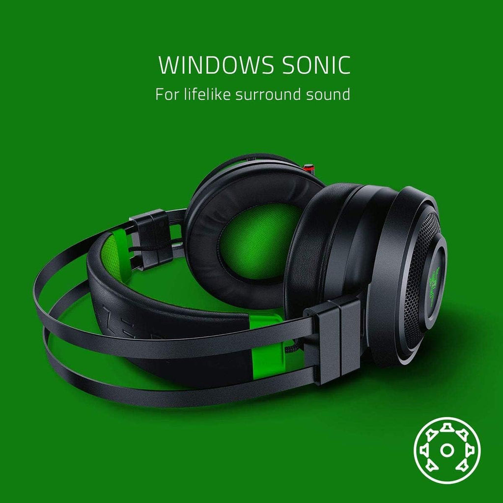 Razer Nari Ultimate Wireless 7.1 Surround Sound Gaming Headset: HyperSense Haptic Feedback - Auto-Adjust Headband - Retractable Mic – for Xbox Series X & S, Xbox One - Black/Green
