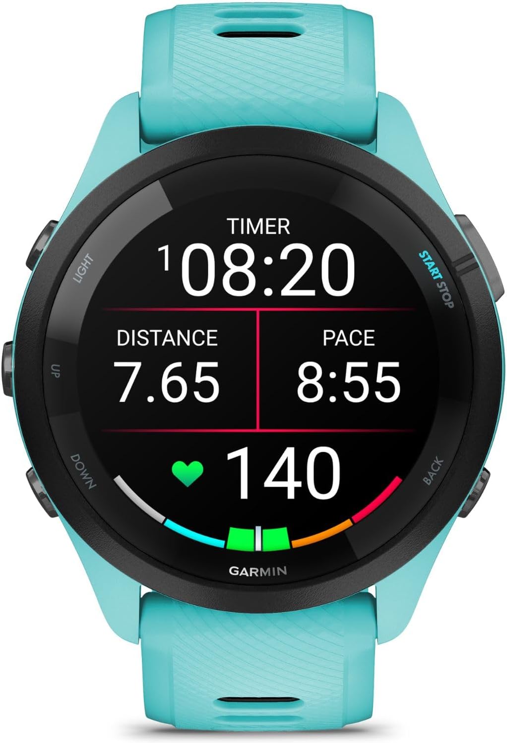 Garmin Forerunner 265 GPS Smartwatch, Aqua/Black Bundle with Deco Essentials Charging Dock Venu 3 + Silicone Dust Cover + USB Type C Charging and Sync Cable