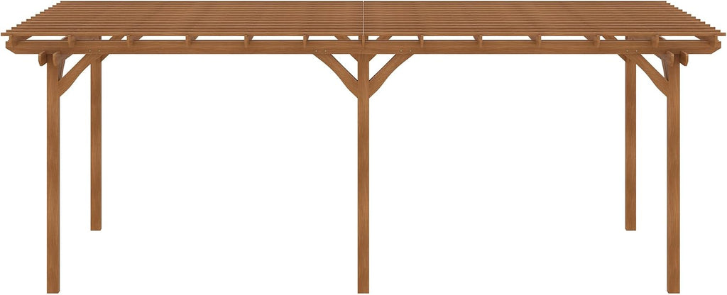 Outsunny 12' x 20' Outdoor Pergola, Wood Gazebo Grape Trellis with Stable Structure for Climbing Plant Support, Garden, Patio, Backyard, Deck, Brown
