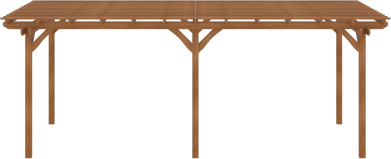 Outsunny 12' x 20' Outdoor Pergola, Wood Gazebo Grape Trellis with Stable Structure for Climbing Plant Support, Garden, Patio, Backyard, Deck, Brown