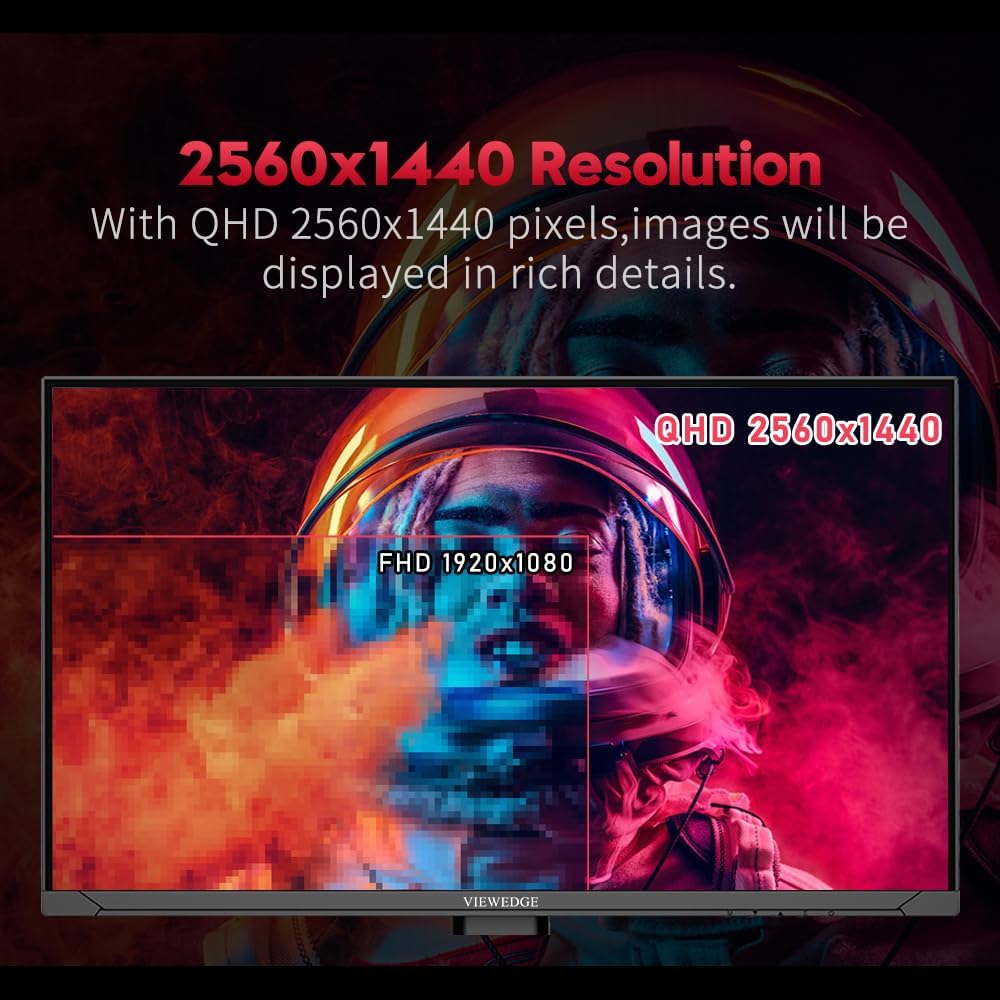 Viewedge 27 inch Gaming Monitor QHD (2560x1440p) 240Hz Computer Monitor, 1ms HDR10 IPS DisplayPort HDMI 2K Vertical Monitor, Wall Mountable Built-in Speakers