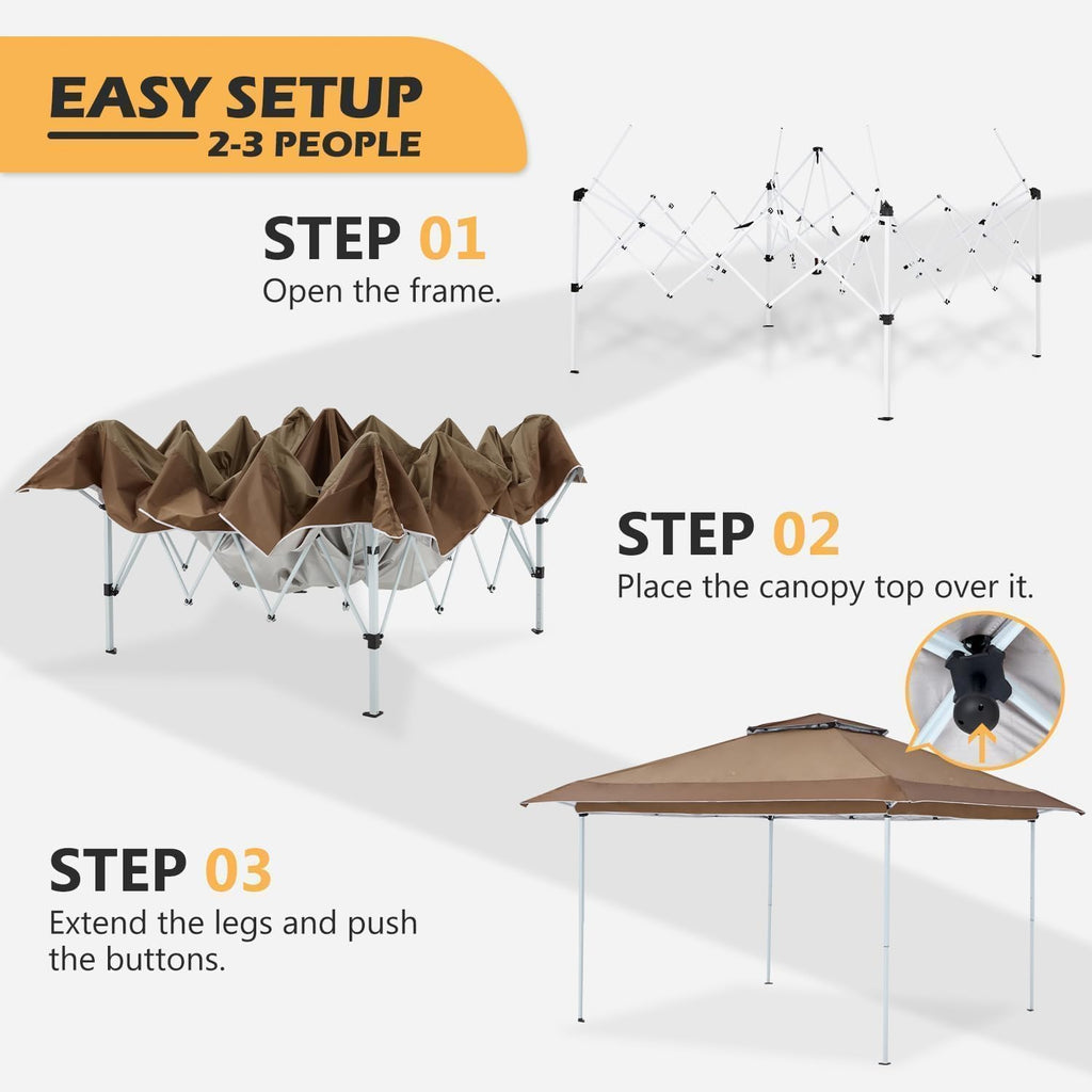 Gazebos on Clearance 12FT Easy Instant Pop Up Canopy Sidewalls Shade Lightweight Folding Portable Outdoor Clearance Patio Tent Waterproof Anti Uv Outdoor Exhibition Heavy Duty, Brown