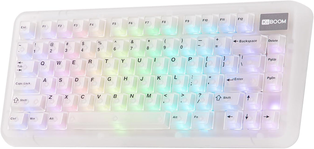 KiiBoom Phantom81 Lite 75% Gasket Mechanical Keyboard, QMK&VIA Programmable, 3 Modes Wireless Gaming Keyboard, RGB Backlights, ABS Case, Hot-Swappable for Windows/Mac/Linux (Clear)