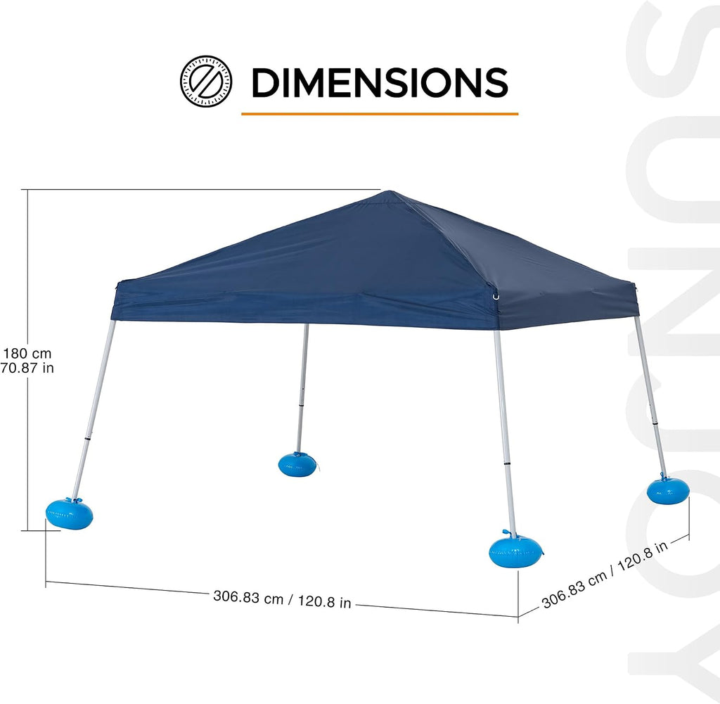 Sunjoy Floating Pool Canopy with Add-on 24x24 in. Wicker Floating Tray, Navy