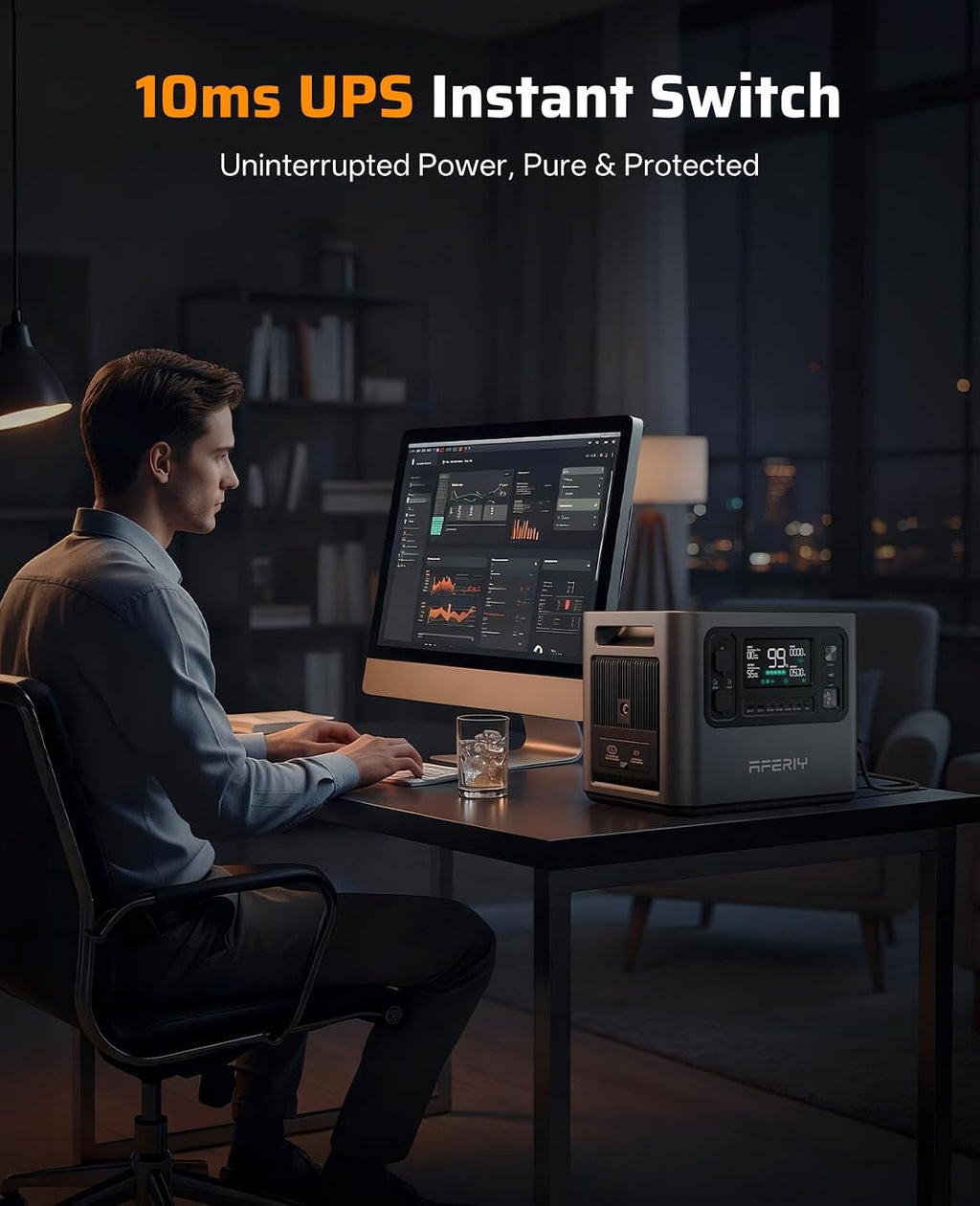 AFERIY 2048Wh Portable Power Station 2400W (Peak 4800W),P210 LiFePO4 Battery Generator,AC Fast Charging, 12V/25A XT60 DC output port,UPS Power Outages,Home Backup,Camping(Solar Panel Optional)