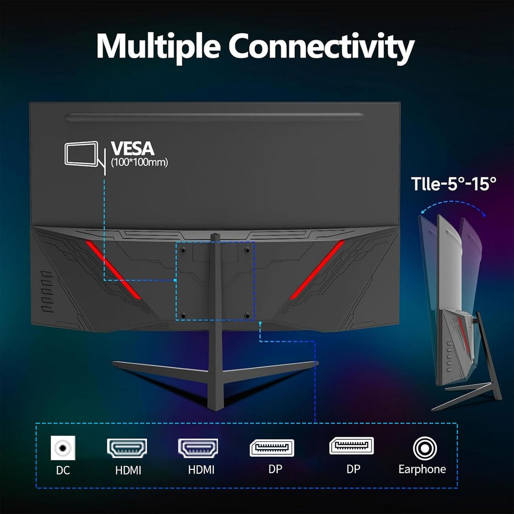 ZZA 27'' 280Hz 240Hz Gaming Monitor, Curved Monitor 1800R VA FHD 1080P 1ms, AMD FreeSync Premium, HDR Ready,120% sRGB, HDMI DP, VESA Mountable, Low Motion Blur, Flicker-Free & Low Blue Light
