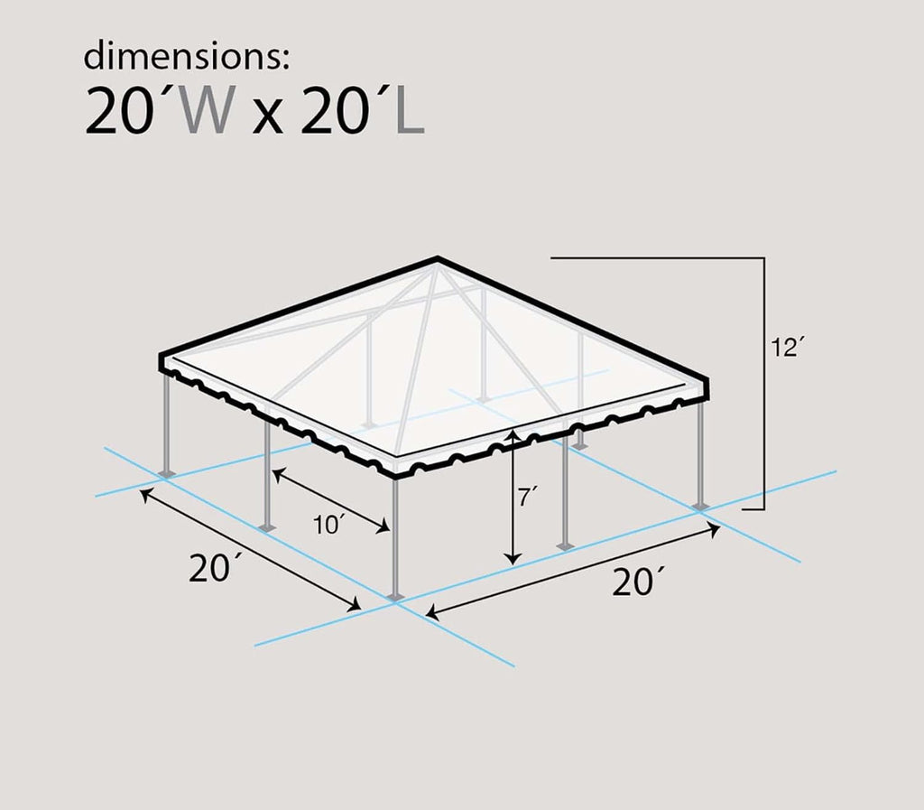 Party Tents Direct 20x20 Canopy Tent, West Coast Steel Frame, White Heavy Duty Waterproof PVC Vinyl Event Tent Pavilion Gazebo for Weddings, Parties and Outdoor Events