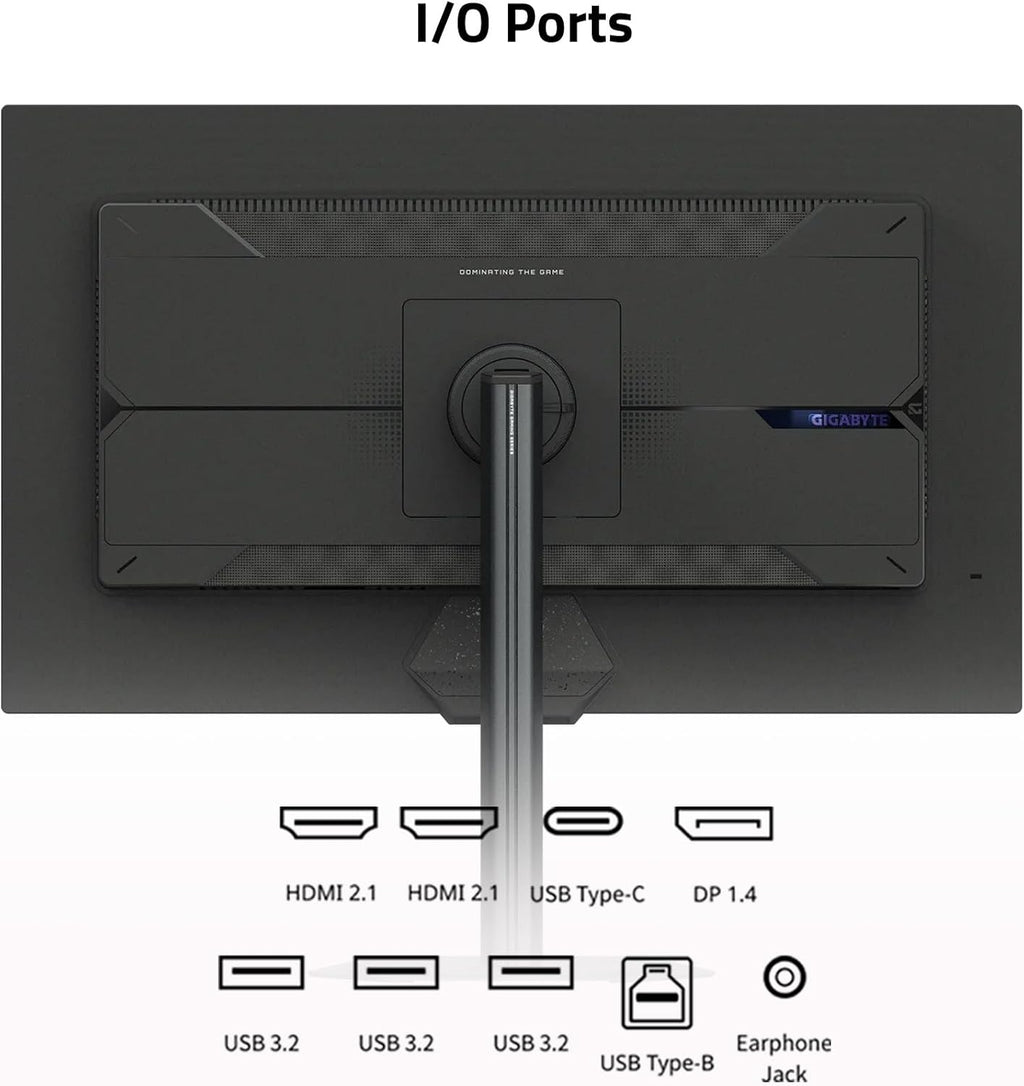 GIGABYTE - M27UP - 27' SS IPS Gaming Monitor - UHD 3840x2160-160Hz - 1ms GTG - AMD FreeSync Premium, G-SYNC Compatible - Dual Mode - Type C KVM - HDMI, DP, Type-C - Height and Tilt Adjustable -Black