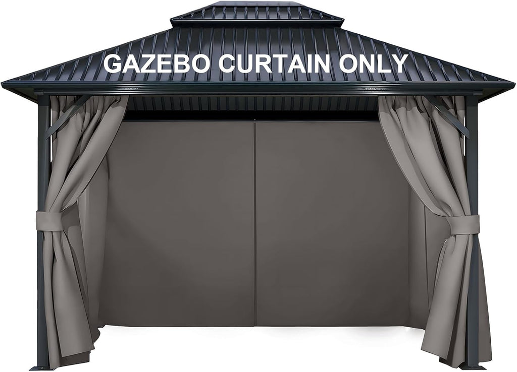 COWVIE 4-Panel 12' x 14' Gazebo Replacement Curtains, Patio Privacy Sidewalls with Double Zipper, Replacement for Outdoor Gazebo Canopy (Curtain Only)