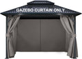 COWVIE 4-Panel 12' x 14' Gazebo Replacement Curtains, Patio Privacy Sidewalls with Double Zipper, Replacement for Outdoor Gazebo Canopy (Curtain Only)