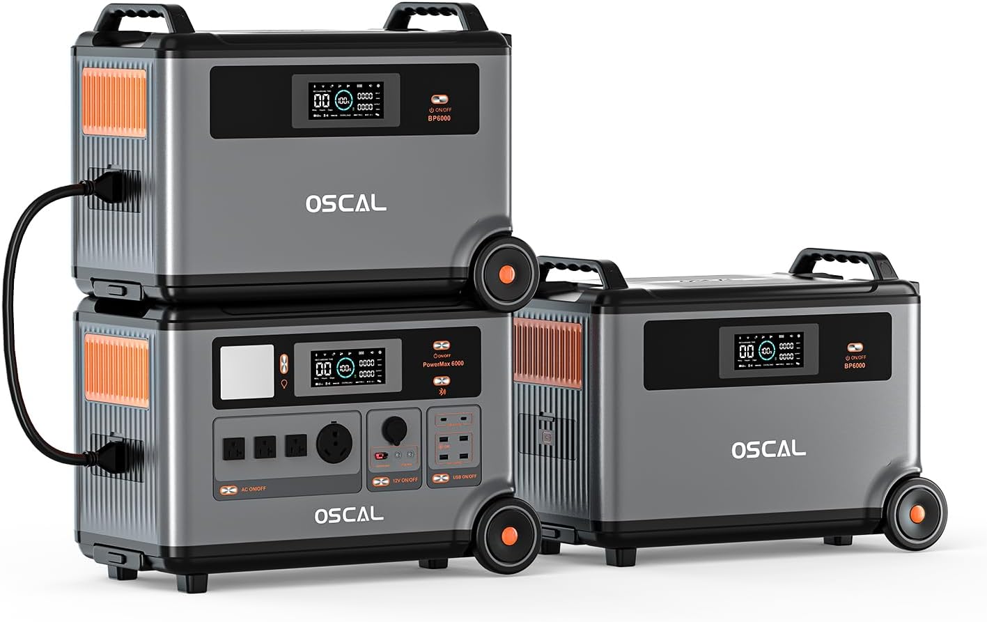 OSCAL 10.8kWh Portable Power Station PowerMax 6000, 120/240V Solar Generator, Max 6000W AC Outlets (9000W Peak), LiFePO4 Battery Power Station for Home, Camping, RV, Emergency