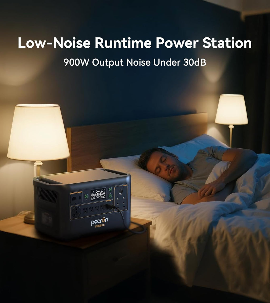 PECRON Portable Power Station F3000LFP with 200W Solar Panel*1, 3072Wh Solar Camping Generator can expand to 10752Wh, 3600W Solar Generator for RV, Home Use, CPAP