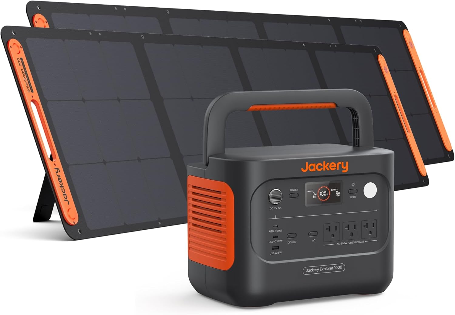 Jackery Solar Generator 1000 v2 with 2 * 200W Solar Panels, 1070Wh LiFePO4 Portable Power Station, 1500W AC Output, 1hr Fast Charge, Backup Power for Outdoor Camping, RV, Off-Grid & Emergency