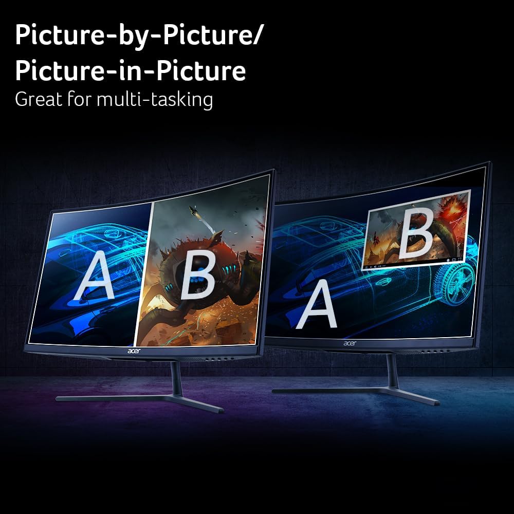 Acer EI322QUR Pbmiippx 31.5' 1500R Curved WQHD 2560 x 1440 Gaming Monitor | AMD FreeSync Premium Pro | Up to 165Hz Refresh Rate | 1ms VRB | VESA DisplayHDR 400 | 2 x Display Ports & 2 x HDMI 2.0 Ports