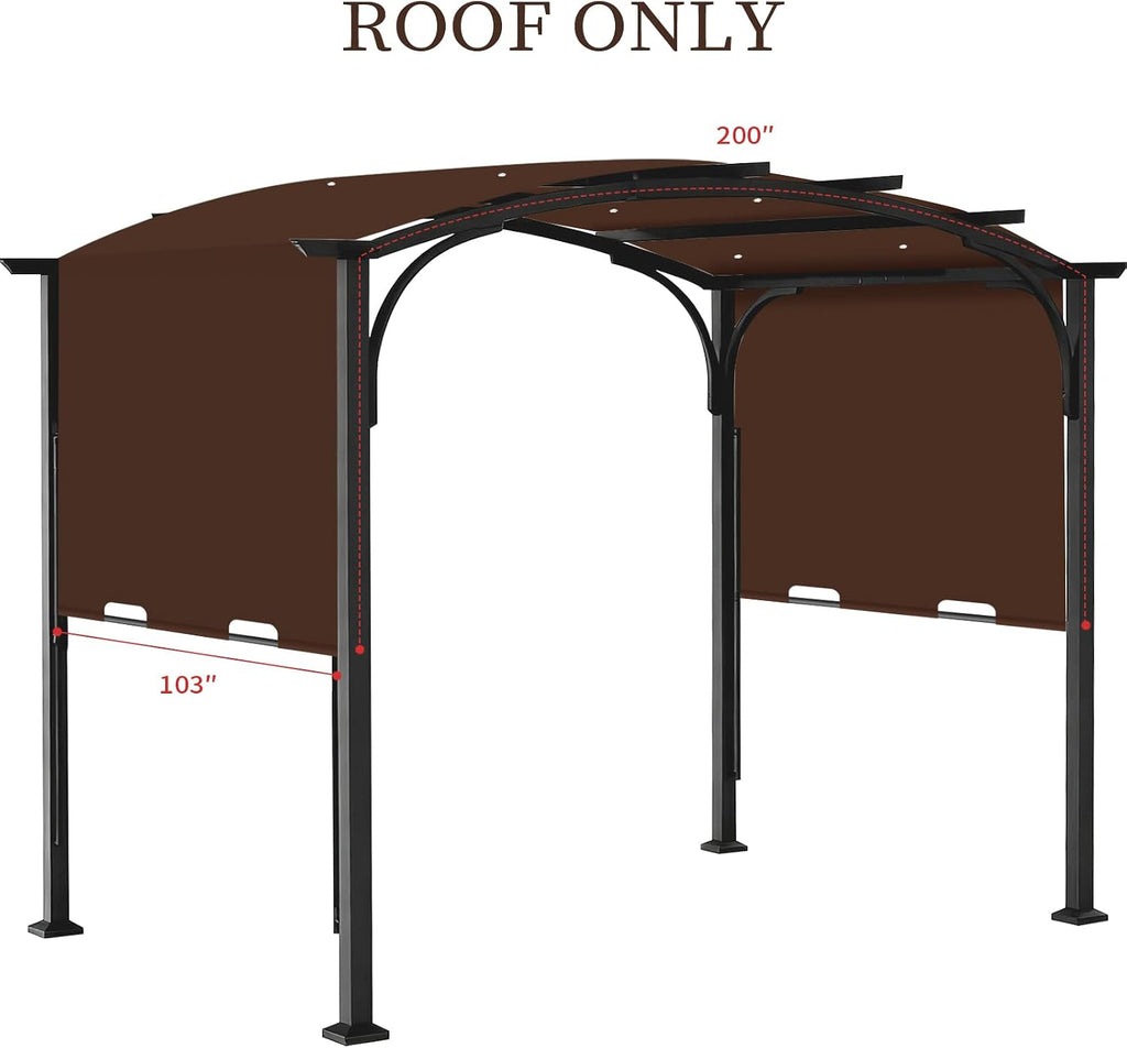 Pergola Canopy Replacement Cover for Lowe's Allen + Roth 10x10 Ft Freestanding Pergola, 200' x 103' Shade Cover, Compatible with Model #L-PG152PST-B,Cover Only (Coffee)