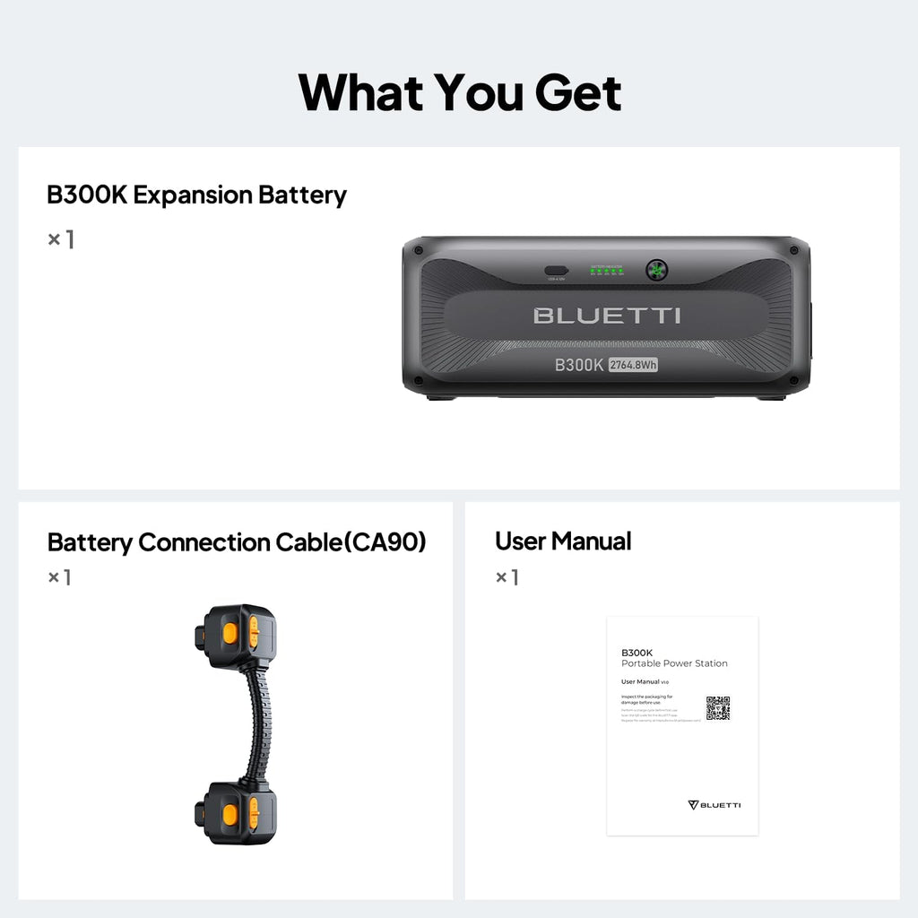 BLUETTI B300K, 2764.8Wh LiFePO4 Battery Pack for Portable Power Station Apex 300 Only, Extra Battery for Home, Emergency, Road Trip