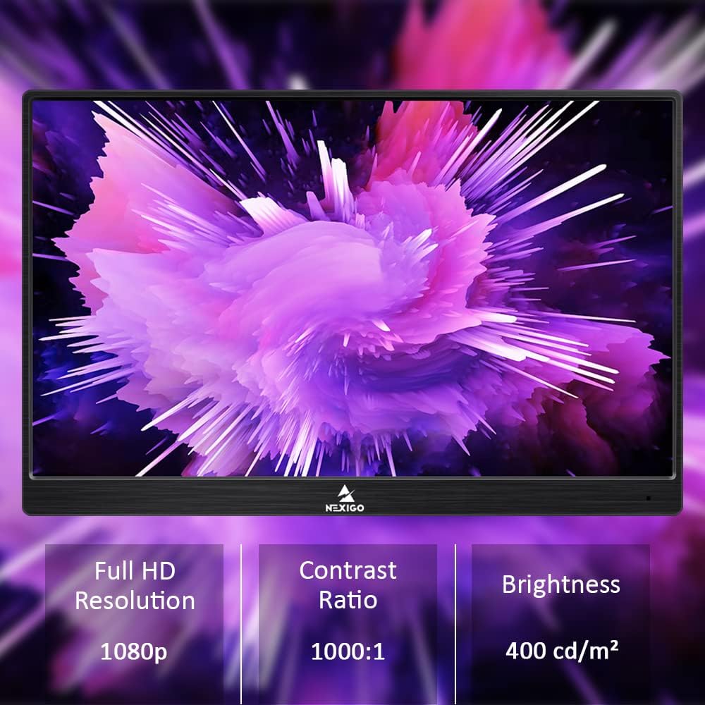 NexiGo 144Hz 17.3 Inch Portable Gaming Monitor, FreeSync, G-SYNC Compatible, FHD IPS Computer Display, Eye Care Screen with HDMI/Type C for Laptop PC/MAC/Surface/PS4/PS5/Xbox/Switch, with Smart Cover