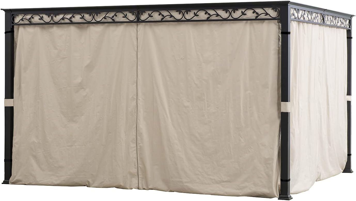 Westcharm Universal Gazebo Curtains 12' X 12' Replacement 4 Panels Privacy Curtain Set for Gazebo Outdoor (Privacy Side Wall Set Only)