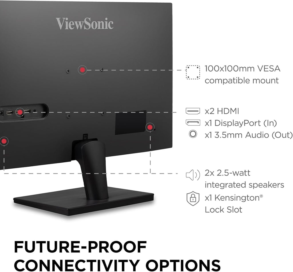 ViewSonic VS2725-2K 27 Inch 1440p Monitor, IPS Display with 100Hz for Smooth Home and Office Viewing, Eye Care Technology, HDMI, and DisplayPort Inputs