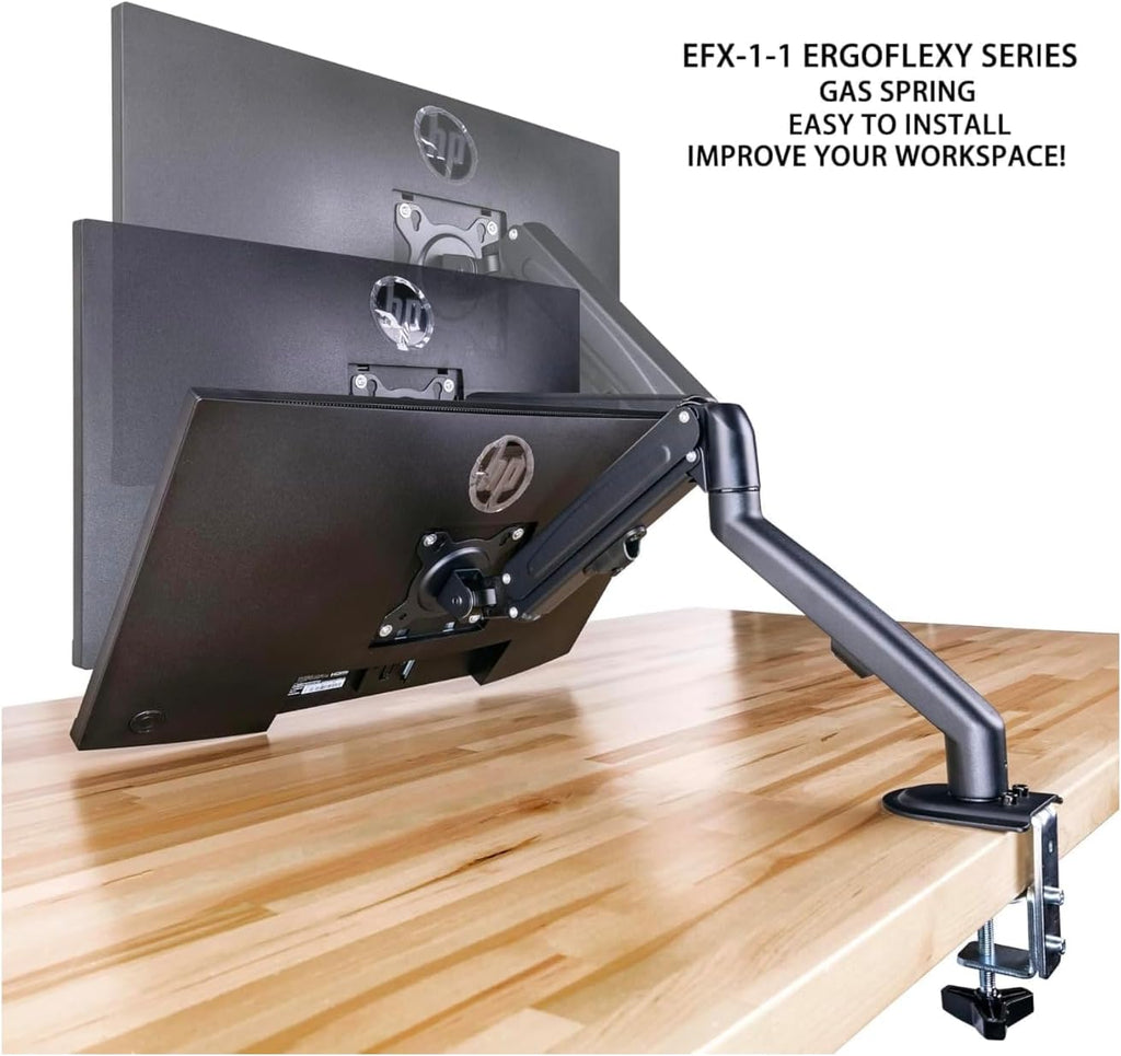 Acer Nitro 24' Monitor, FreeSync 100?Hz FHD 1500R Curve ZeroFrame Design with 1ms Response Time, VESA Mount (100mm), VGA, HDMI & Dockztorm USB Port Expander, Black (2026) & Ergoflexy Single Mount Arm