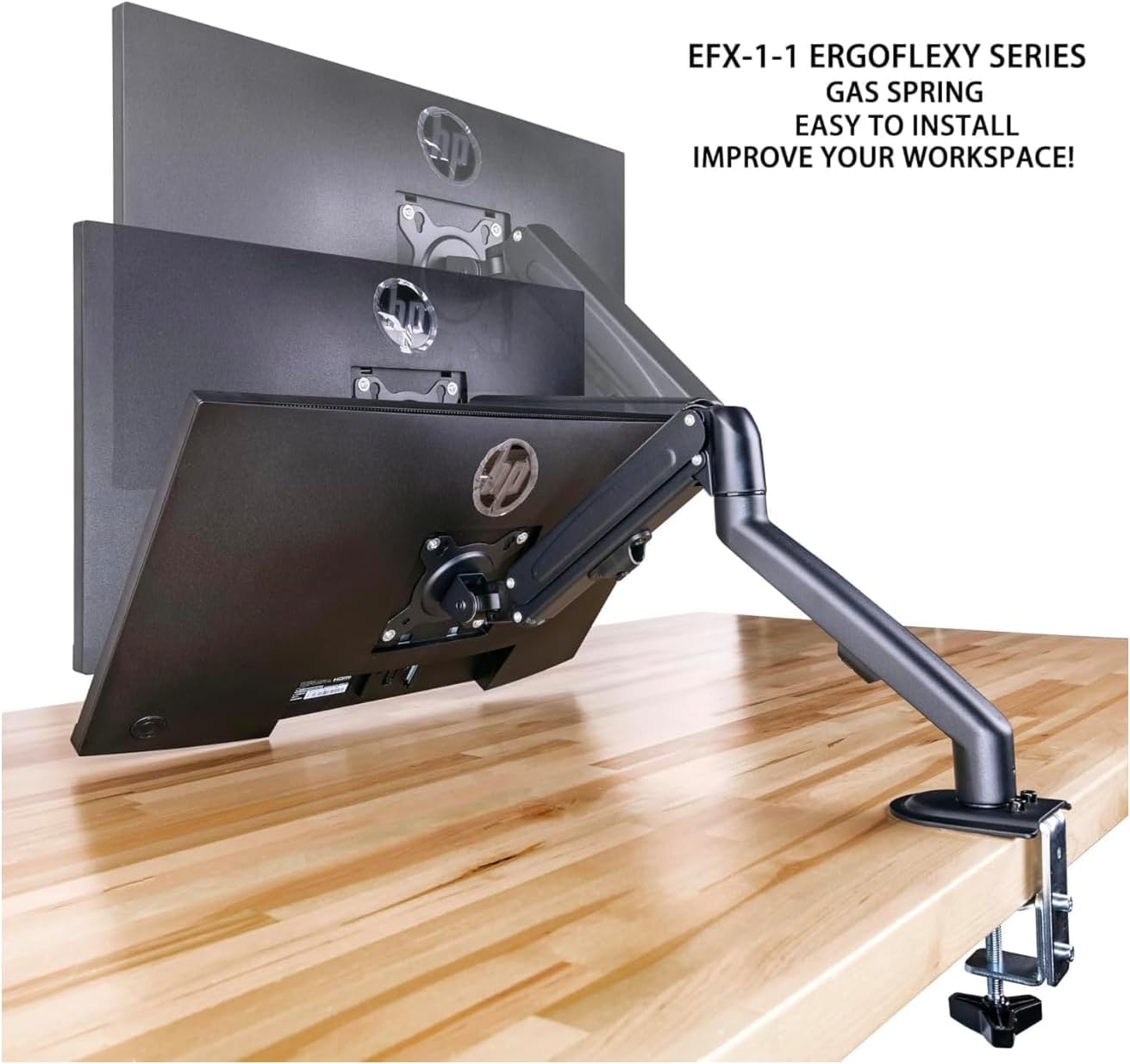 Acer Nitro 24' Monitor, FreeSync 100?Hz FHD 1500R Curve ZeroFrame Design with 1ms Response Time, VESA Mount (100mm), VGA, HDMI & Dockztorm USB Port Expander, Black (2026) & Ergoflexy Single Mount Arm