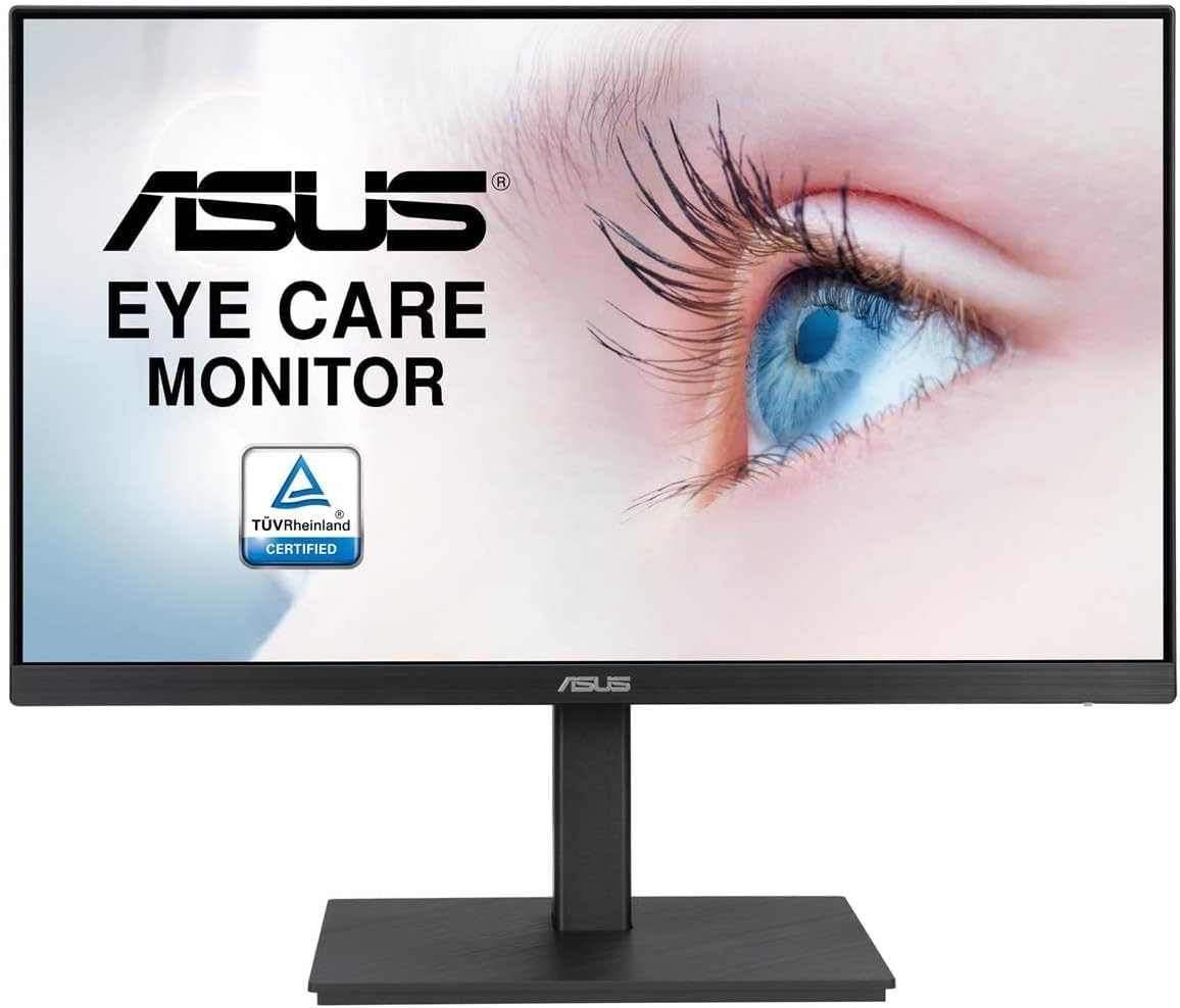 ASUS 27' 1080P Monitor (VA27EQSB) - Full HD, IPS, 75Hz, Adaptive-Sync, Speakers, Eye Care, Low Blue Light, Flicker Free, DisplayPort, HDMI, USB Hub, D-Sub, Frameless, Wall Mountable, Height Adjustable