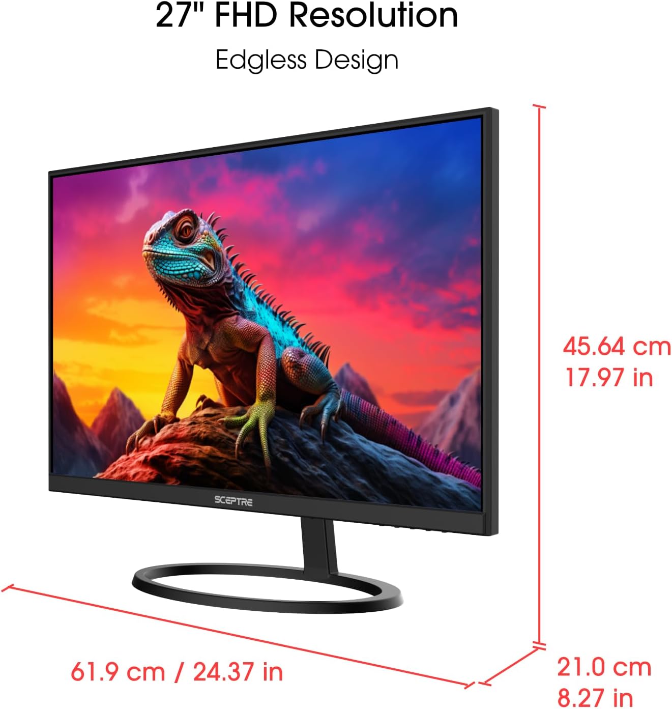 Sceptre 27' IPS 2K Monitor QHD 2560 x 1440 75Hz Edgeless DisplayPort HDMI Build-in Speakers Machine Black