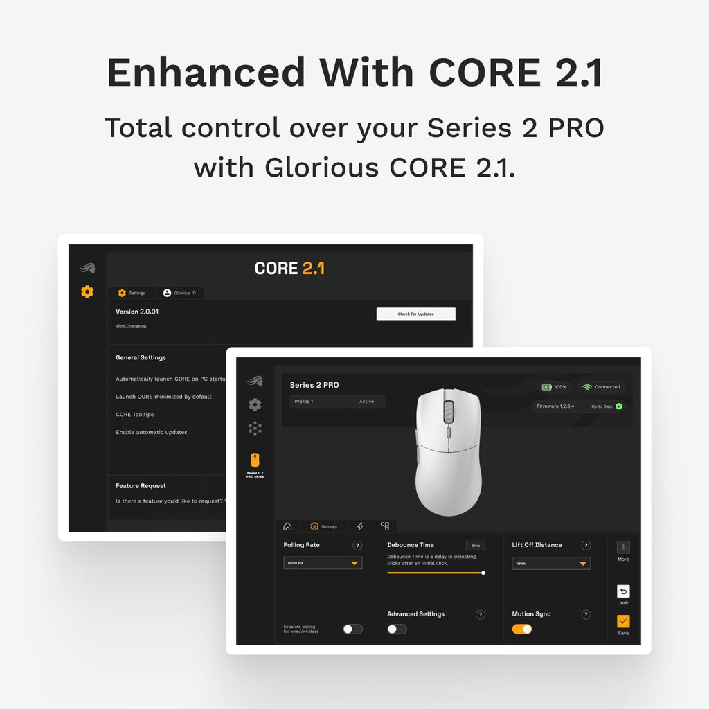 Glorious Gaming Series 2 PRO Wireless Gaming Mouse: Compact, 55g Super Light, 8K Wireless Polling, 26K Sensor, Optical Switches, Esports Mouse for PC Gaming, Fingertip, Clawgrip, & FPS Games, Black